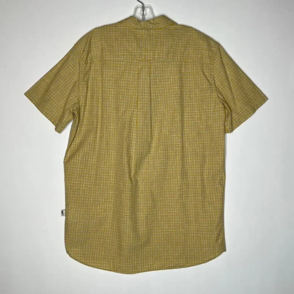 The North Face Short Sleeve Checkered Button Shirt Yellow Mens Large